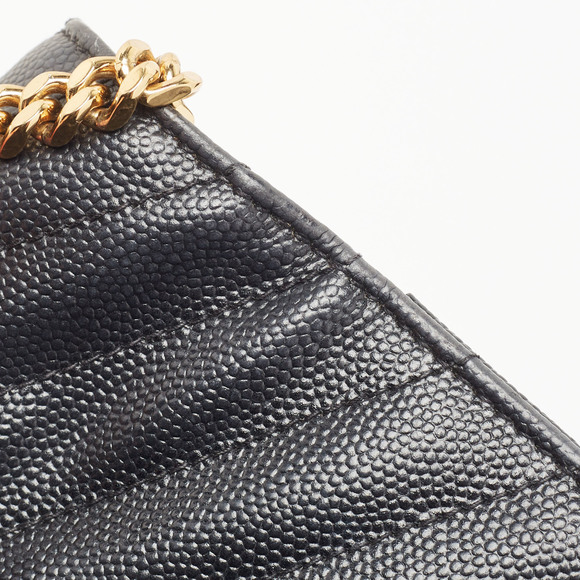 Saint Laurent Black Matelasse Leather Cassandre Wallet on Chain - Picture 6 of 8